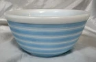 Vintage Pyrex 402 Blue & White Rainbow Stripe 1 1/2 qt Mixing Bowl