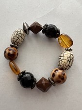 Beaded Chic Bracelet Nature Brown Stretchy Boho Style Fast Shipping