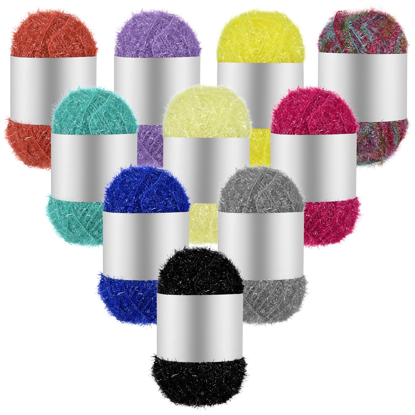 10 Skeins Scrubby Yarn 328 Ft/ 109 Yard, Assorted Colors Scrubby Stripes Poly...