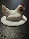 Vintage Westmoreland White Milk Glass Chicken Hen Rooster on Nest  Lid Only 🔥
