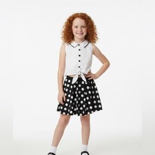 Kate Mack 1950's Sock Hop 2pc Cropped Top & Polka Dot Skirt Set Girls NWT sz 8