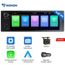Eonon 1DIN 6.28" Car Stereo Smart Wireless Apple Carplay & Android Auto Free CAM