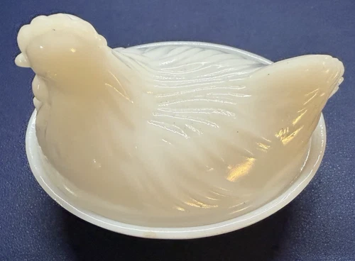 New ListingVintage Milk Glass Hen on Nest - small -4.5 in. long x 3.5 in. tall & wide