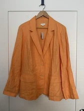 NWT J Jill Love Linen Blazer Jacket Womens Sz L Apricot Orange 100% Linen Career