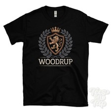 WOODRUP FANTASY COAT OF ARMS T-SHIRT novelty parody family name crest