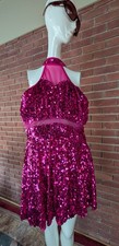 Weissman Can't Turn You Loose Red Sparkle Sequin Dance Costume Adult Large 8809