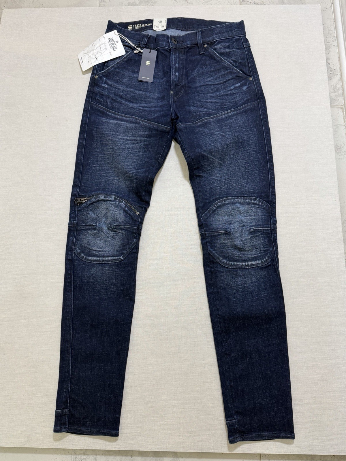 G Star Raw 5620 3D Zip Knee Skinny Jeans Mens 32x34 NWT Super stretch Destroyed
