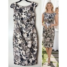 Adrianna Papell Dress 4 Gold Floral Matelasse Metallic Cocktail Wedding Guest