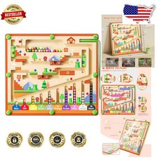 Montessori Magnetic Bead Maze - Safe Wood, Hand-Eye Coordination for Toddlers