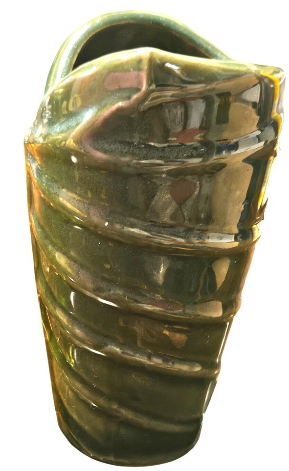 Florero de cerámica asiática 3 estatuillas de latón con decoración verde Gosling Pier 1 botella de vidrio Foto 4 de 4