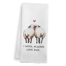 Valentines Day Lamb Kitchen Towels, Lamb Valentines Couple Gifts for Her Sheep