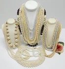 VINTAGE TO NOW FAUX PEARL BEAD COSTUME JEWELRY NECKLACE LOT