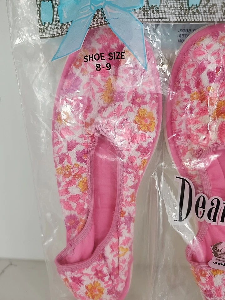 Nuevas zapatillas Dearfoams de colección años 60 para mujer diseño floral 8-9 hechas en EE. UU. Foto 3 de 4