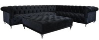 Ecksofa Chesterfield Design Couch Polster Eckgarnitur + Hocker Eckcouch Sofas