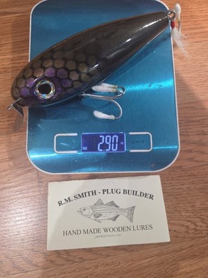 R.M. SMITH 6'' Custom Wood Saltwater Surfcasting Bass Lure 2.9oz Limited Edison 