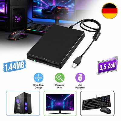 FDD USB Floppy Disk Drive 3,5 Zoll extern 1.44MB schwarz Slimline für Mac