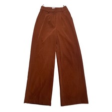Princess Polly High Waisted Wide Leg Trousers Brown Polyester Elastane Size 0
