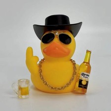 Middle Finger Rubber Duck Dashboard Ornament, Cowboy Car Decor