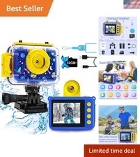 Kids Action Waterproof Camera: Capture Pool Adventures with 20MP  Fun Frames