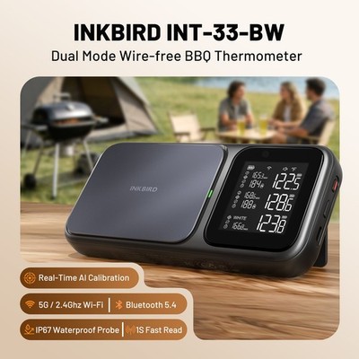 INKBIRD 198m/650ft Wireless Meat Thermometer 3 Multi-sensor Probes Food Cooking