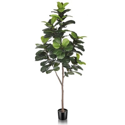 LYERSE Artificial Fiddle Leaf Fig Tree  6.5ft Faux Ficus Lyrata Plant with 10...