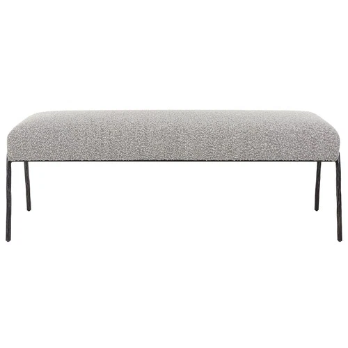 Uttermost 23685 Jacobsen 56"W Iron Framed Fabric Bench - Grey - Picture 1 of 5