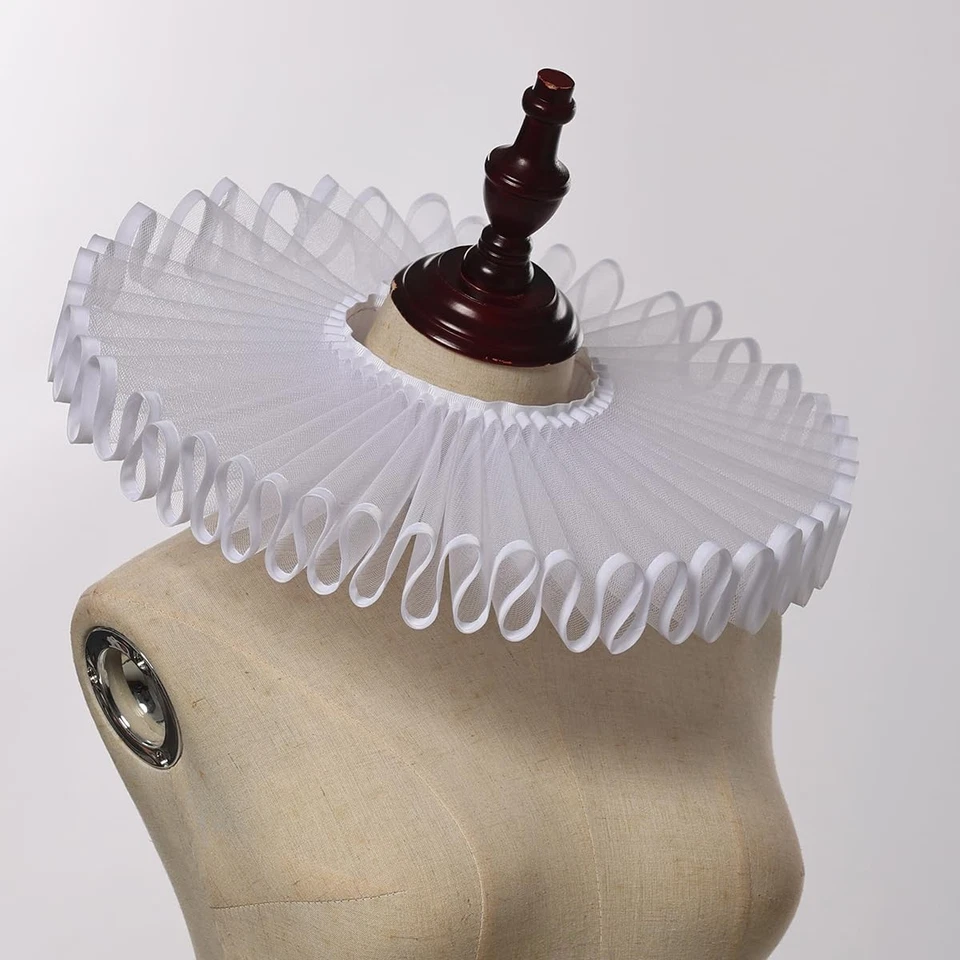 Elizabethan Chiffon Neck Ruff Detachable Collar for Medieval Costume Ensemble... - Image 3 of 4