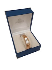 Dainty Rose Gold Tone Orient Japan Ladies Rectangular Face Watch Pre-Owned