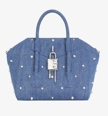 Givenchy Mini Antigona Lock  Denim with Pearls - NEW