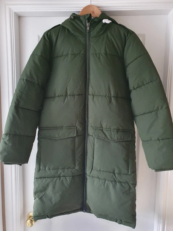 OBJECT Women's Objzhanna Long Padded Coat Noos Size S 8/10 Green Puffer Jacket - Image 2 of 4