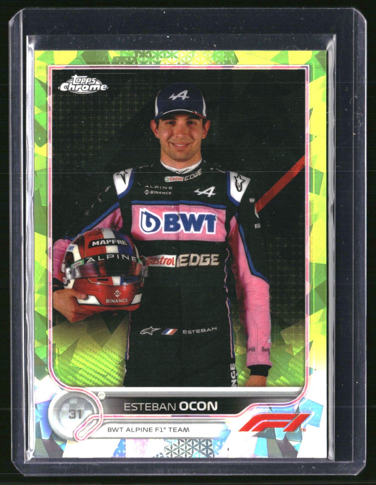 2022 Topps Chrome Sapphire F1 Esteban Ocon Portrait Chartreuse 190/199 #41