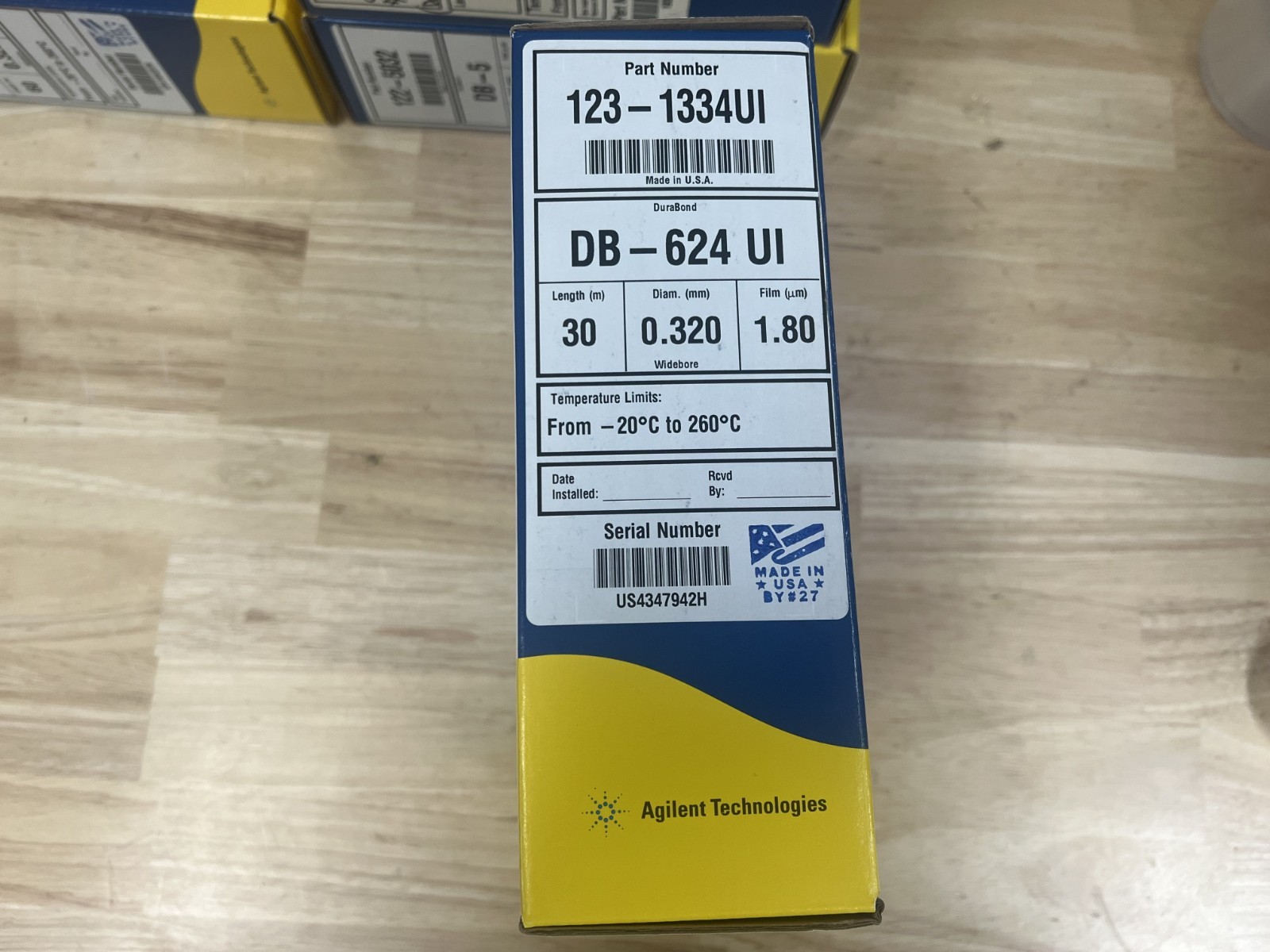 Agilent  123-1334UI J&W DB-624 Ultra Inert GC Column, 30 m, 0.32 mm, 1.80 μm