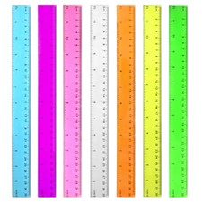 Color Transparent Ruler Plastic Rulers - 12 inch, Kids for Blue
