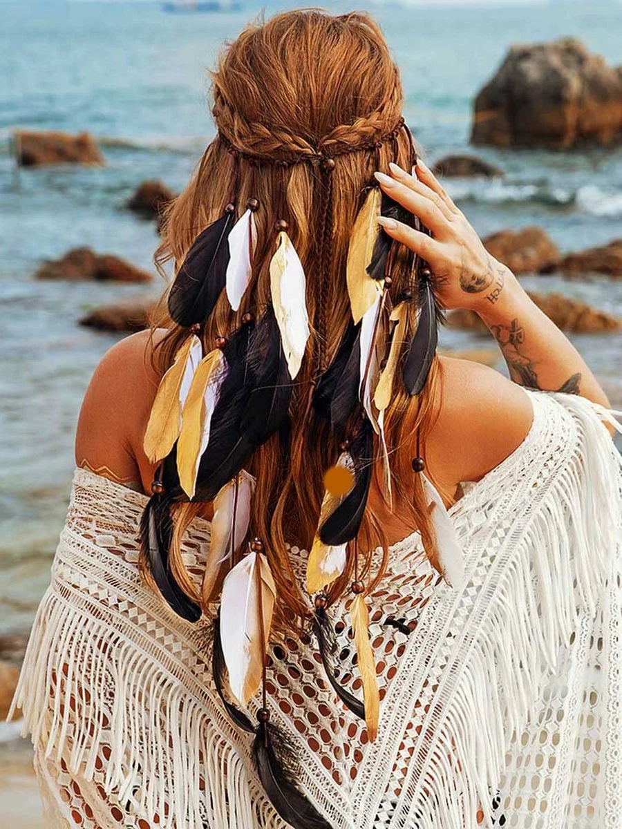 Bohemian Feather Hairband - Gypsy Headpiece for Hippie Style  display picture 1