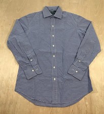Ralph Lauren Button Up Shirt Mens 15 1/2 32/33 Blue Plaid Long Sleeve