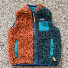 Patagonia RETRO-X Pile Fleece Vest 4T Brown Blue Outdoor Hike Colorblock