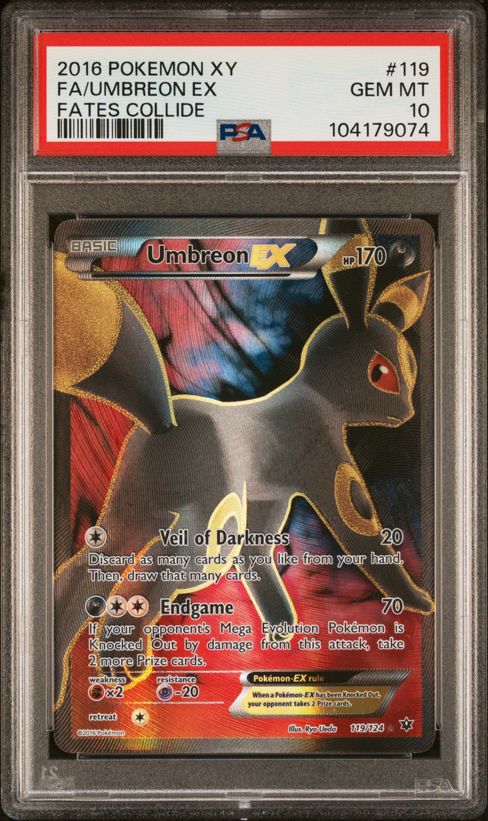 2016 POKEMON XY FATES COLLIDE #119 FULL ART/UMBREON EX PSA 10