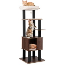 64  Tall Cat Tree w/Soft Padding Cat Cave Scratching Posts Hanging Jingling Ball