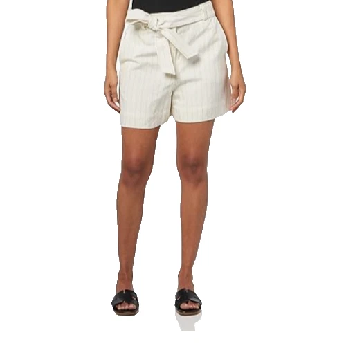 Pantalón corto Club Monaco para mujer mezcla de lino con cinturón, mezcla marfil, talla 0 Foto 4 de 4