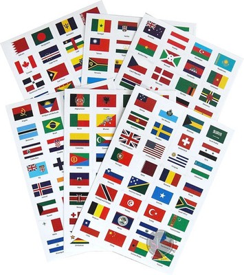 World Flags Stickers - 192 Countries PVC Transparent Planner Multicolor 