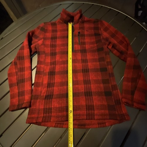 Powder River Outfitters Ladies Red Black Plaid Fleece Pullover Jacket Sz Med - Picture 9 of 13