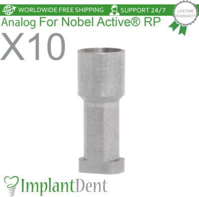 10x Dental Fixture Analog Regular Platform (RP) Conical Connection Hex 2,65mm