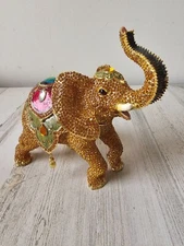 Kalifano jeweled large elephant trinket jewelry keepsake box rhinestone yellow