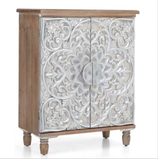 Accent Storage Cabinet Buffet Sideboard Distressed Decorative Cabinet w/ 2 Doors