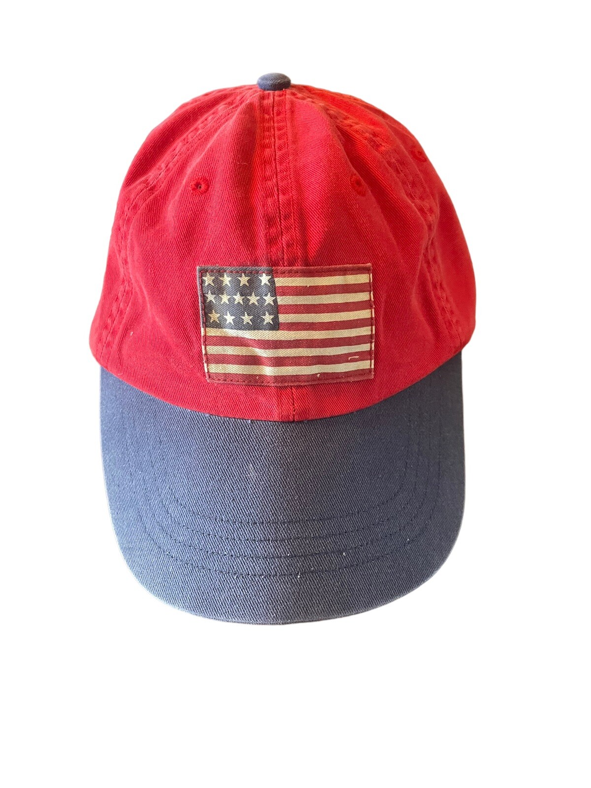 Cappello Polo Vintage Ralph Lauren Rosso Blu Bandiera Americana Pony Uomo USA 90