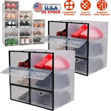 6/12/18PCS Foldable Shoe Storage Box Sneaker Cases Stackable Organizer Container