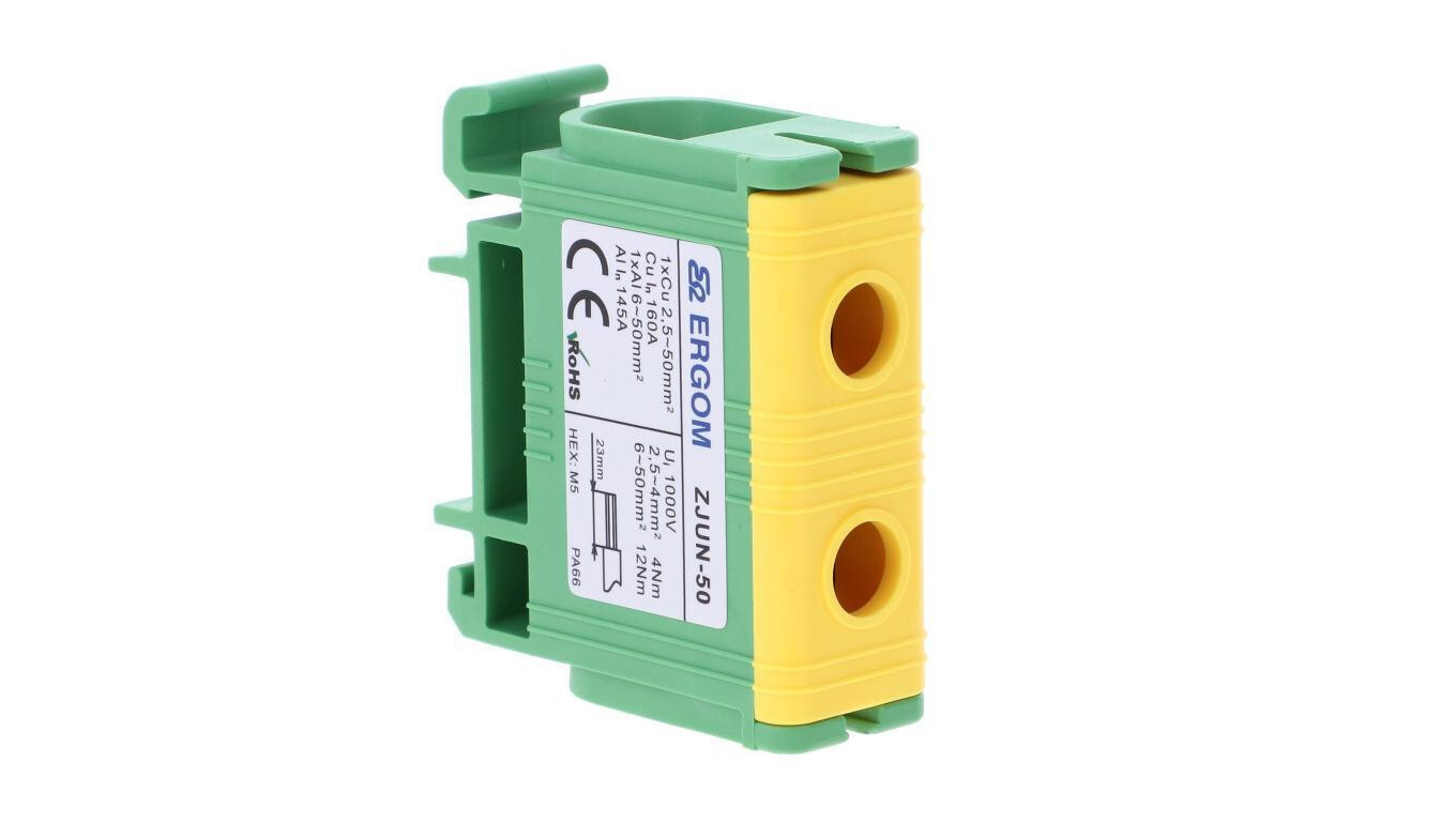 1-way rail terminal block ZJUN-50 PE 50mm2 yellow-green R34RR-07020001703 /T2UK