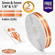 CHROME BURNT-ORANGE 1/8" & 1/5" Vinyl Pinstriping Stripe Double Line Sticker