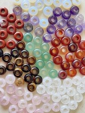 10 European Large Hole Beads Rondelle Agate Aventurine Opalite Rose Quartz