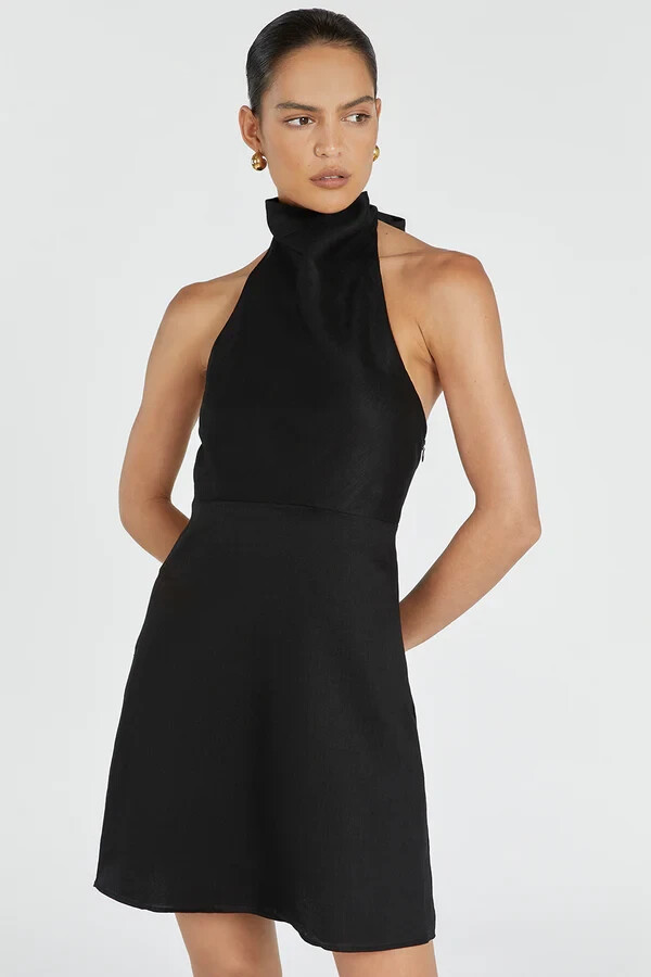 dissh halter dress Linen black halter dress DISSH Size 12